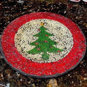 Christmas Tree Decorative shattered glass Christmas Plate
